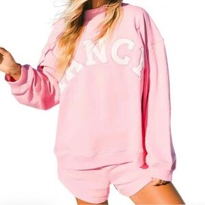 Pink Women's Sweatshirt and Shorts Set